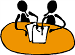 People around a table clipart 